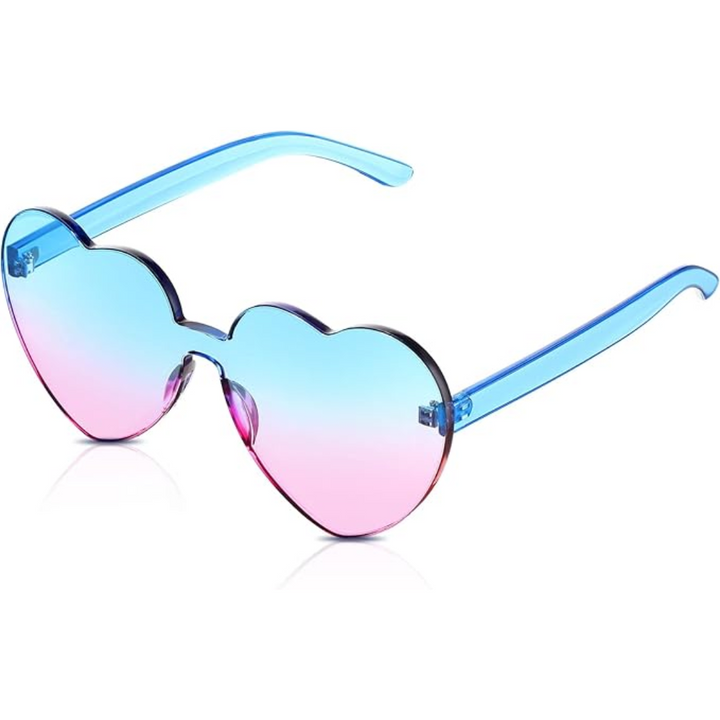 Stylische Herzform-Sonnenbrille für Frauen, transparent, randlos, Urlaubs-Accessoire.