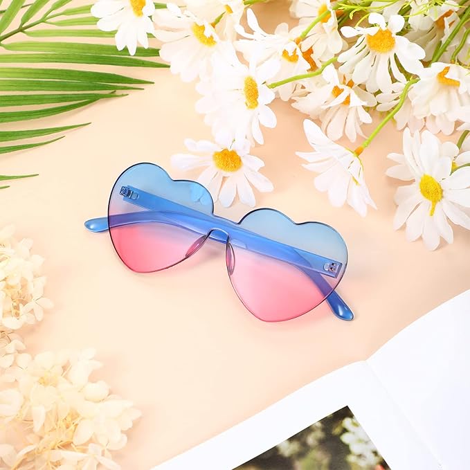 Damen Herz-Sonnenbrille transparent, randlos & trendig für Sommer & Festivals.