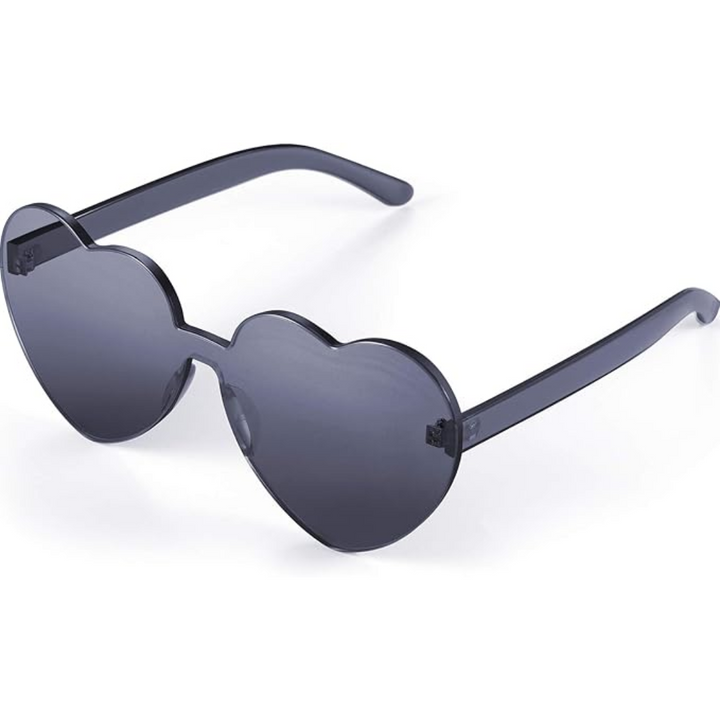 Herzförmige transparente Sonnenbrille für Damen, randlos, stylisch & modern.