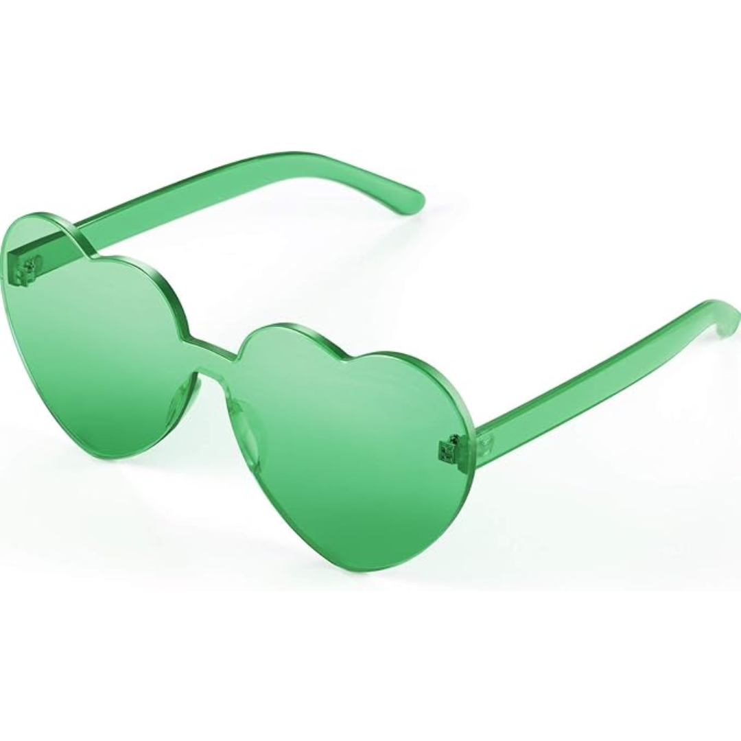 Randlose Damen Herz-Sonnenbrille, transparent, trendiges Must-have für den Sommer.