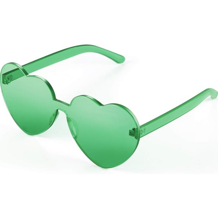 Randlose Damen Herz-Sonnenbrille, transparent, trendiges Must-have für den Sommer.