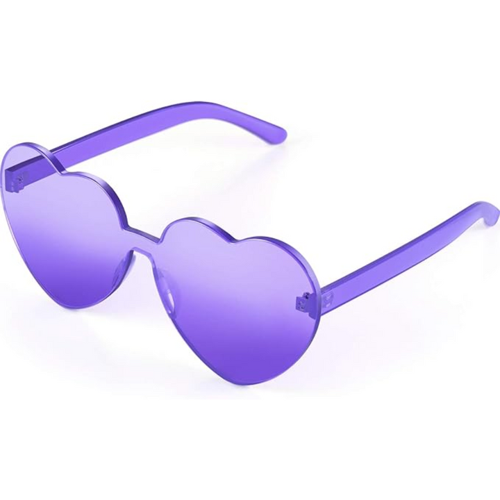 Sommerliche Damen Herz-Sonnenbrille, transparent, ohne Rahmen, trendiges Accessoire.