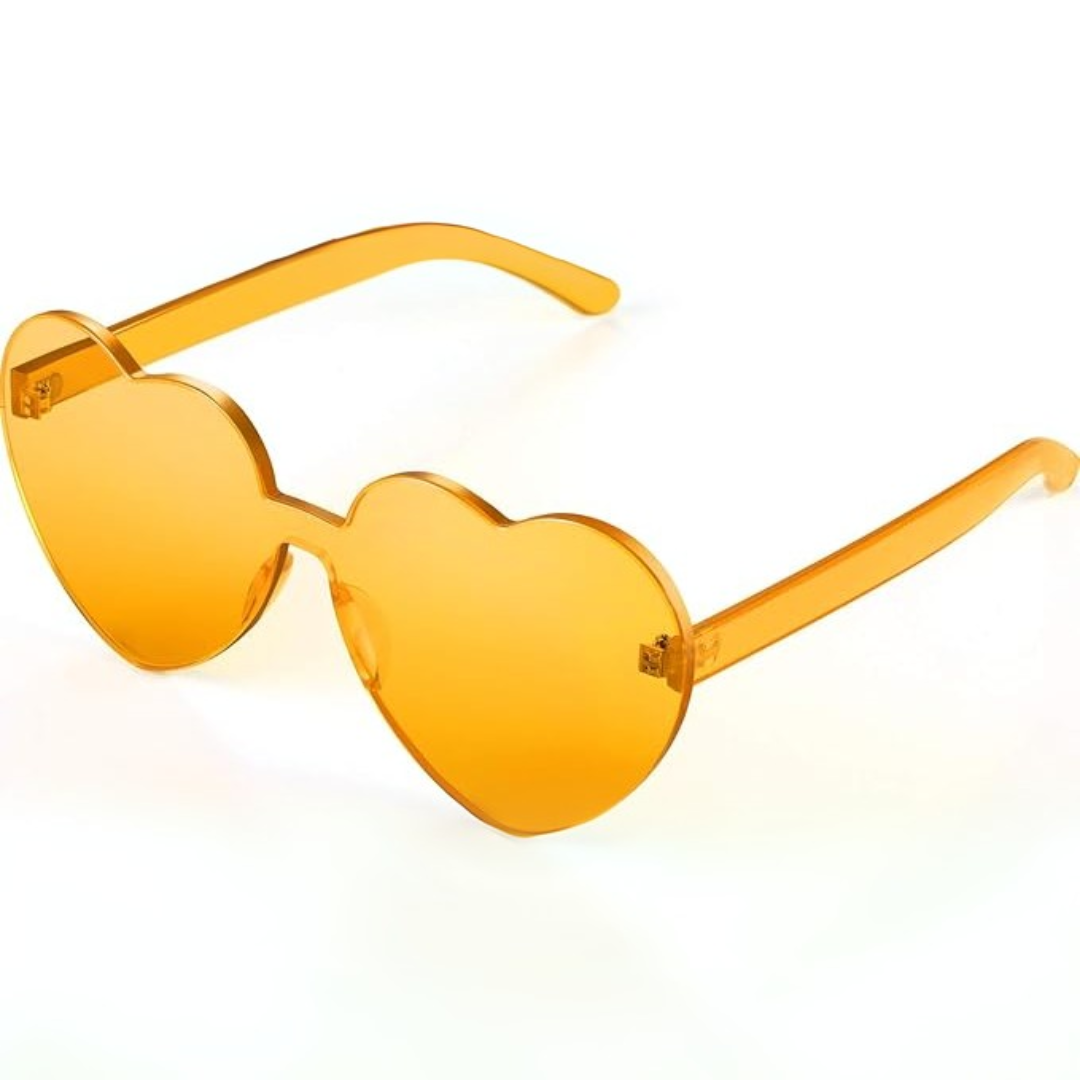 Elegante transparente Herz-Sonnenbrille ohne Rahmen für Damen, modisches Statement.