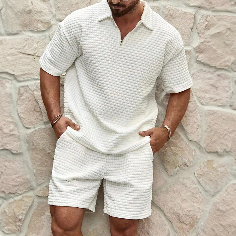 Herren Sommerset mit Waffelstruktur, lässiger Zweiteiler "Neil" für Komfort und Stil im Sommer.