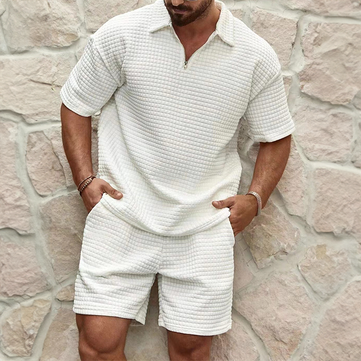 Herren Sommerset mit Waffelstruktur, lässiger Zweiteiler "Neil" für Komfort und Stil im Sommer.