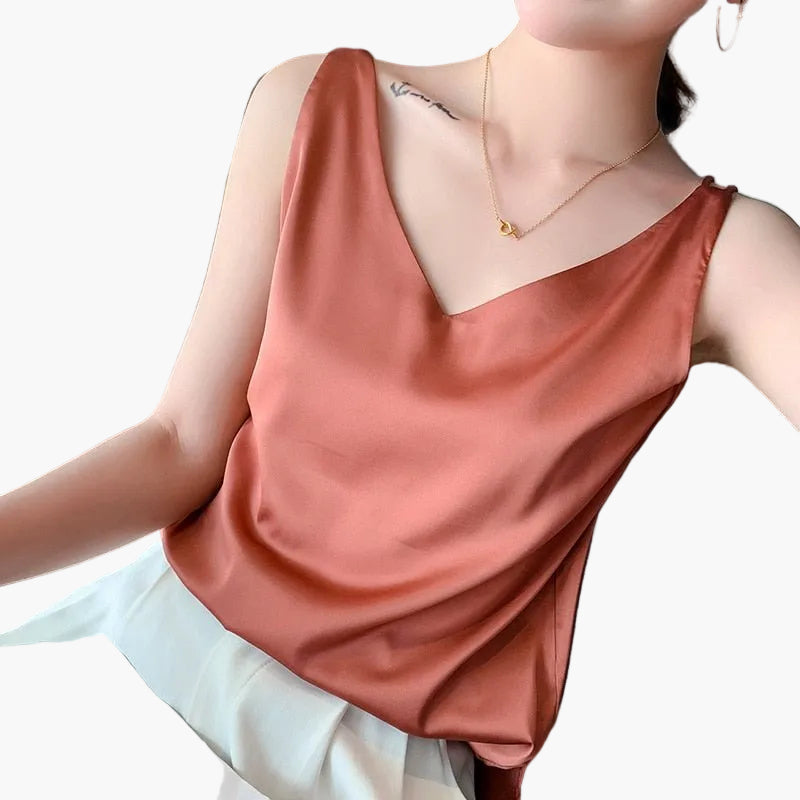 Chices Damen V-Ausschnitt Top, minimalistisch & modern, perfekt für Büro und Freizeit, komfortabler Schnitt.