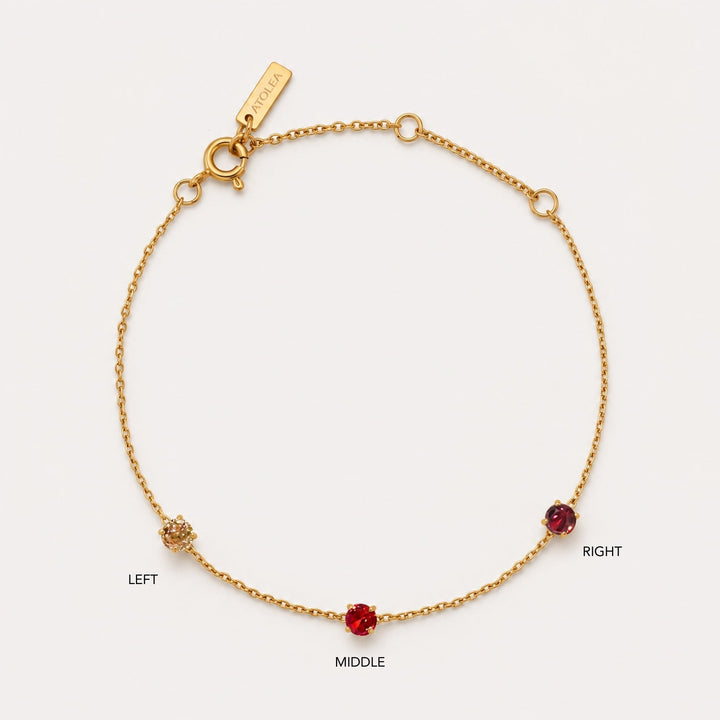 Elegantes Gold Armband für Frauen, personalisierbar mit Geburtsstein, ideal als Geschenk.