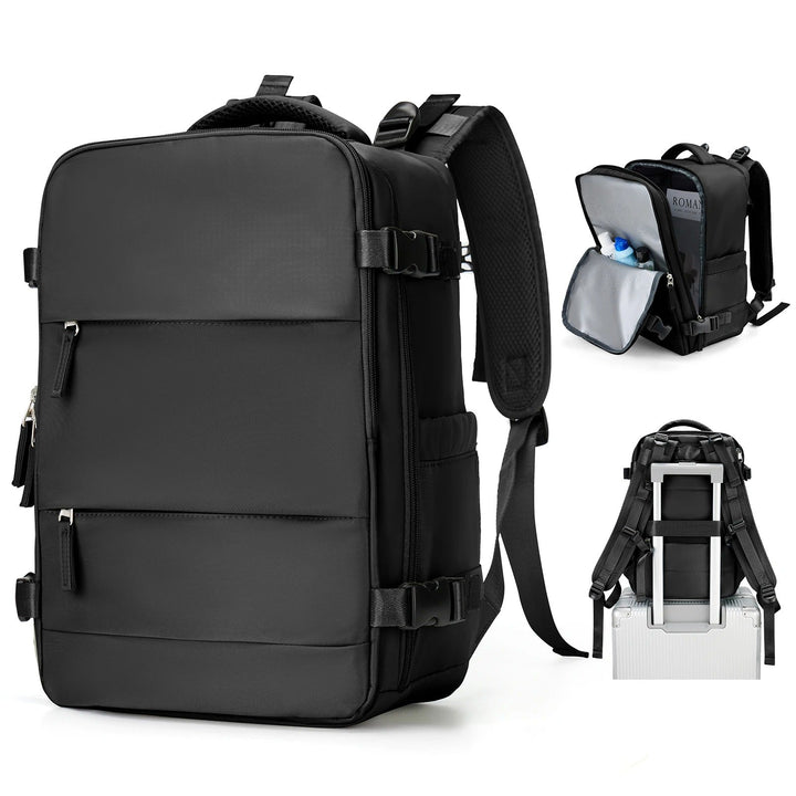 Kompakter Unisex-Reiserucksack in Schwarz, ideal als Handgepäck, Tagesrucksack für Reisen, Arbeit & Schule.