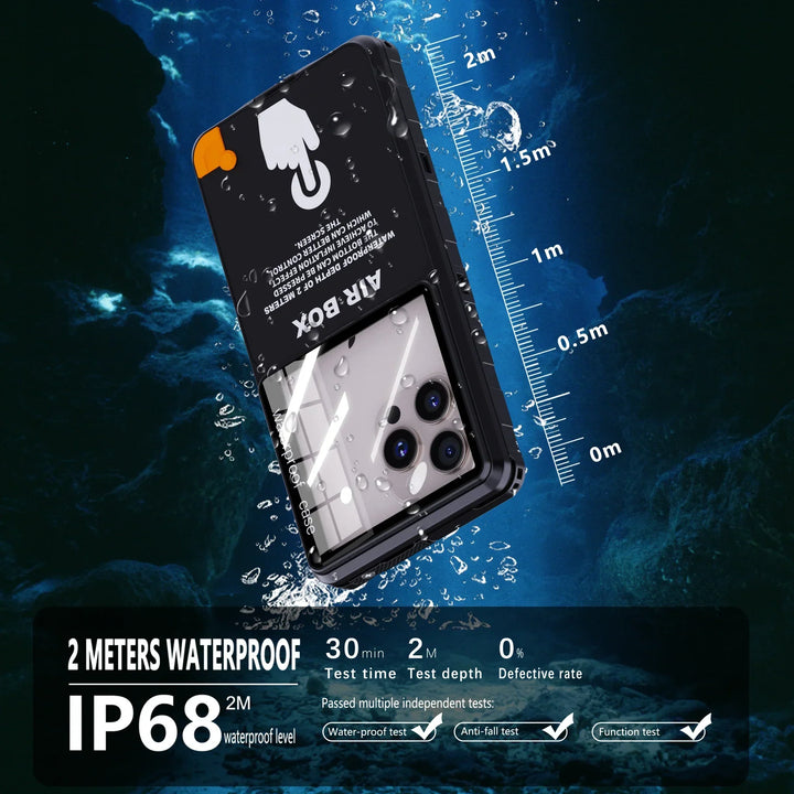 Sichere IP68 wasserdichte Schutzhülle für 6,9" Smartphones. Perfekt für Wassersport & Outdoor.