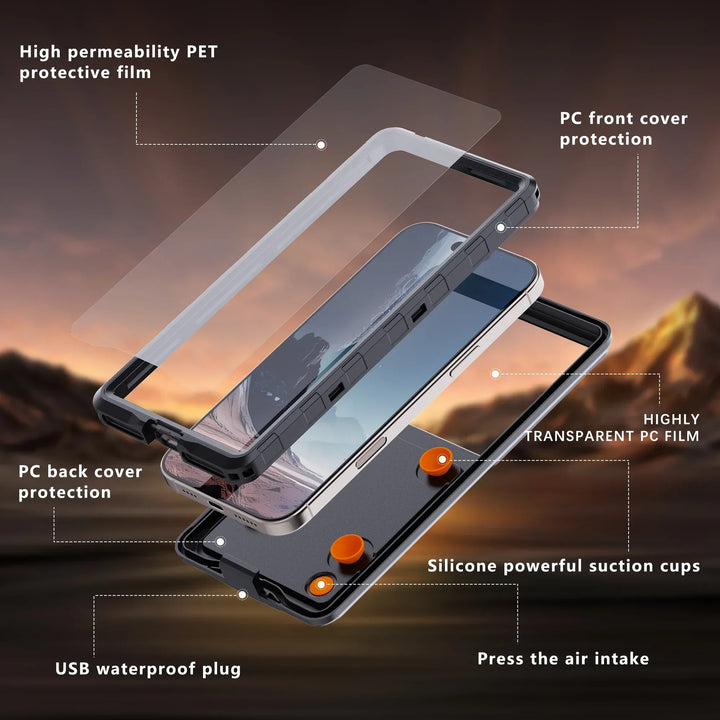 Staubdichte & wasserdichte IP68 Handyhülle für 6,9" Smartphones. Ideal für Sand, Strand & Outdoor.