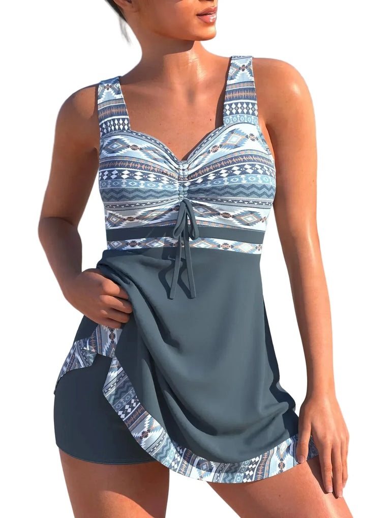 Damen Tankini Set mit hoher Taille für Strand & Pool, zweiteilig. Stilvolle Badebekleidung & Schwimmanzug für Frauen.