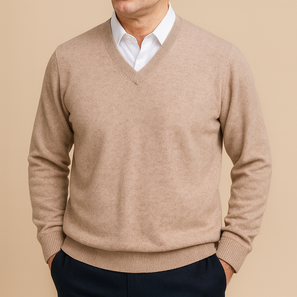 Moderner Herren Pullover mit V-Ausschnitt, ideal für Smart Casual und entspannte Freizeit-Looks.