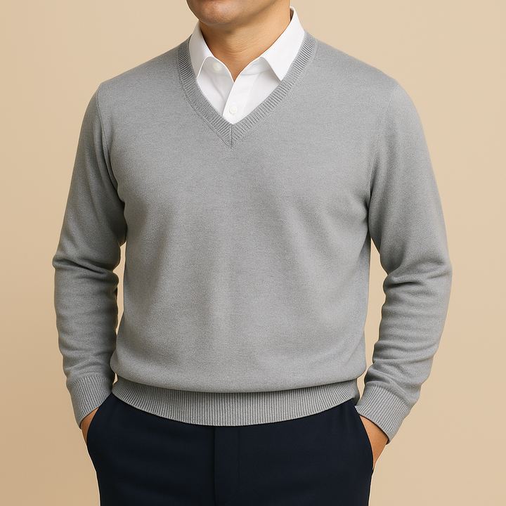 Hochwertiger Herrenbekleidungs-Pullover mit V-Ausschnitt, stilvoll & bequem für jede Gelegenheit.
