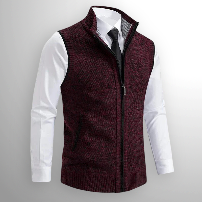 Warme Herren Strickweste, Reißverschluss. Business Casual & Freizeitmode mit elegantem Stehkragen.