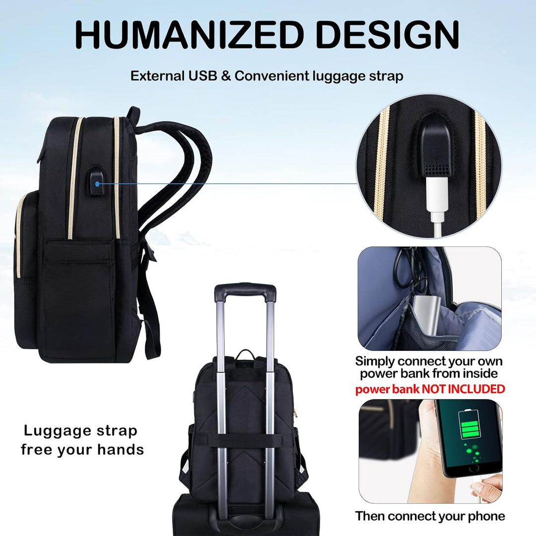 Wasserdichter Damen Rucksack für Laptops, 15,6", mit USB-Port. Schützt zuverlässig bei Regen.