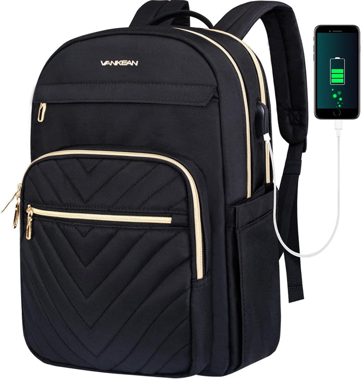 Damen Laptop-Rucksack, wasserdicht, mit USB-Anschluss, für 15,6 Zoll Laptops. Ideal für Pendler.