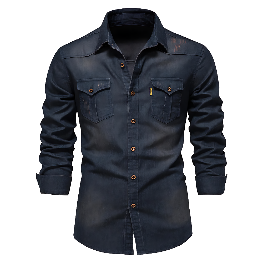 Modernes Herren Langarmhemd in robustem Casual-Look. Stylisches Oberteil, ideal als Freizeithemd für den Mann.