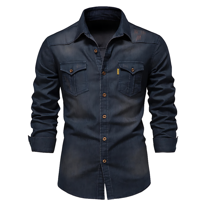 Modernes Herren Langarmhemd in robustem Casual-Look. Stylisches Oberteil, ideal als Freizeithemd für den Mann.
