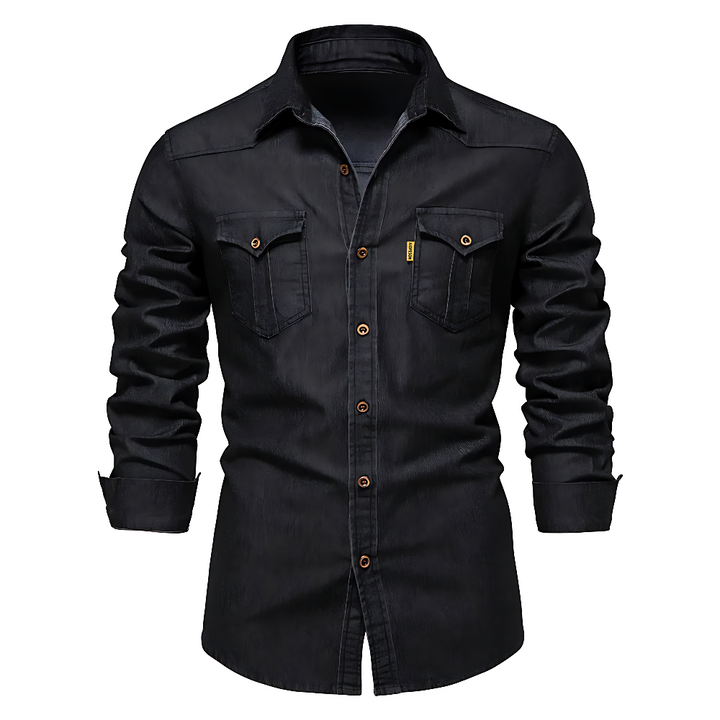 Stylisches Herrenhemd mit robustem Stoff. Ideales Casual-Oberteil für Frühling, Herbst und Winter.