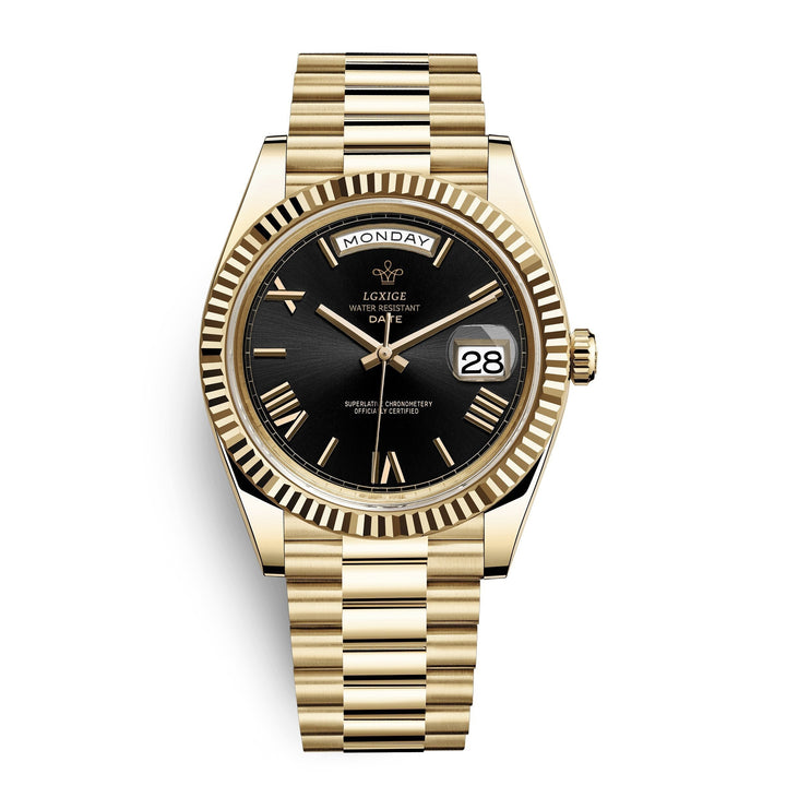 Klassische Unisex Automatik Uhr, ideal als Geschenkidee, mit Datums- und Tagesanzeige.