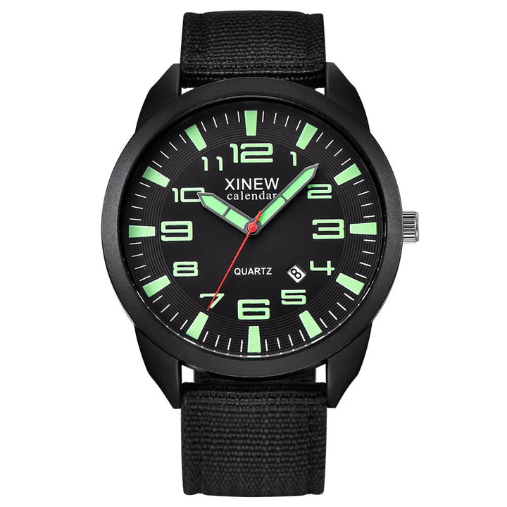 Elegante Unisex Quarz Armbanduhr mit leuchtendem Zifferblatt und praktischer Kalenderfunktion, zeitloses Design.