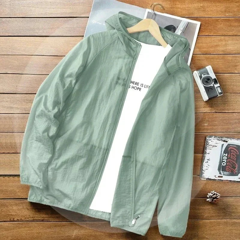 Vielseitige Unisex Kapuzenjacke mit UV-Schutz, leichter Windbreaker für Sport & Freizeit, ganzjährige Damen & Herren Jacke.