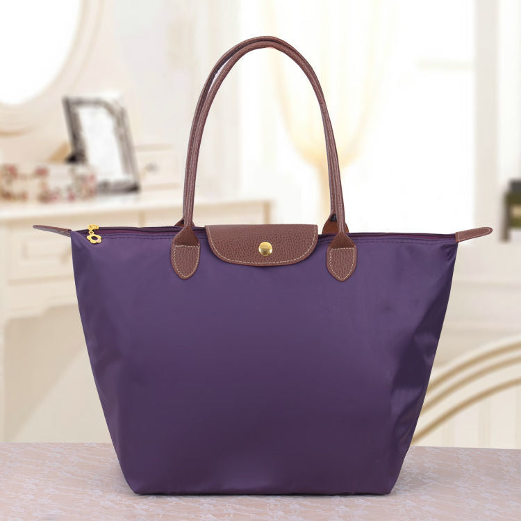 Große Damen Tasche: Canvas Schultertasche mit stabilen Lederriemen, vielseitig für Alltag.