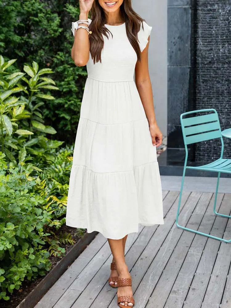 Stilvolles, figurbetontes Damenkleid. Elegantes Kurzarmkleid, ideal als Abendkleid oder Bürokleid. Bequem & vielseitig.