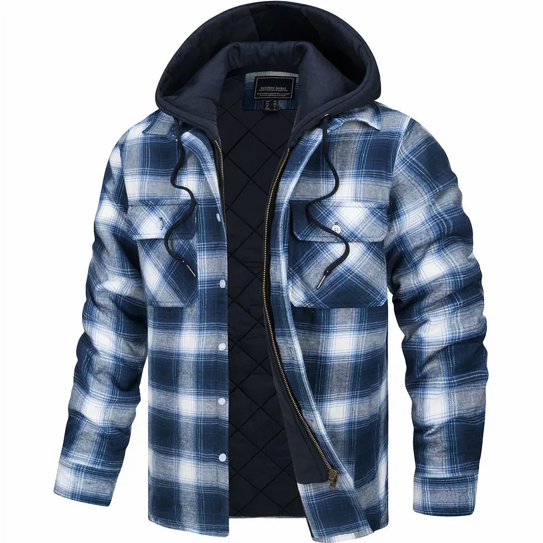 Detail der hochwertigen Herren Winterjacke. Warme, winddichte & wasserabweisende Outdoor-Jacke für den Winter.