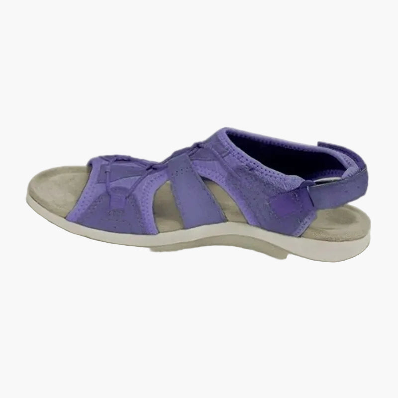 Oberansicht der ergonomischen Damen Sandalen, zeigen die verstellbaren Riemen & die bequeme Passform.