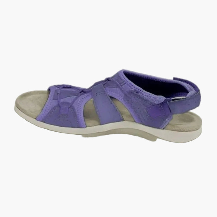Oberansicht der ergonomischen Damen Sandalen, zeigen die verstellbaren Riemen & die bequeme Passform.