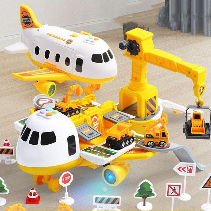 Kinderspielset SkySurge: Buntes Flugzeug, Baustellen-, Polizei- & Feuerwehr-Fahrzeuge für vielseitiges Spiel.