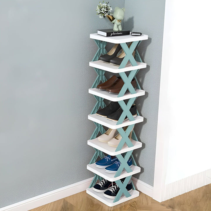 Vielseitiges, faltbares Schuhregal als praktische Aufbewahrungslösung für jede Wohnung.