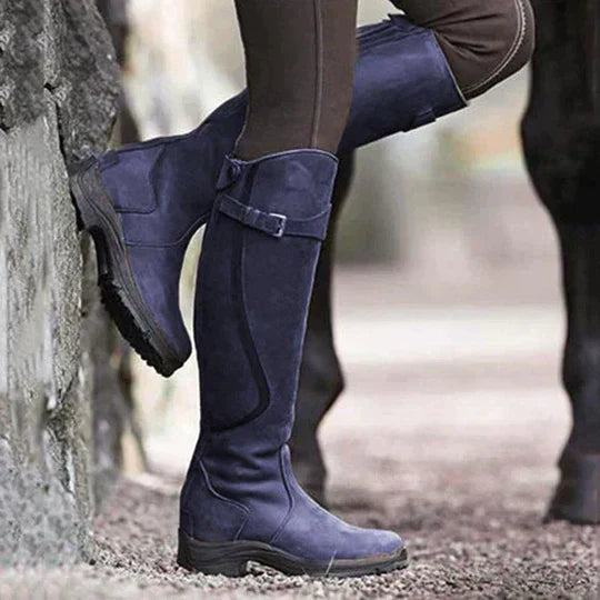 Elegante, wasserdichte Damen Reitstiefel für Herbst und Outdoor-Aktivitäten; rutschfeste Sohle für sicheren Halt.