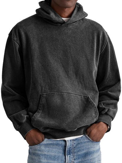 Eleganter brauner Herren Pullover; bequemer Kapuzenpullover mit Kängurutasche für Freizeit.