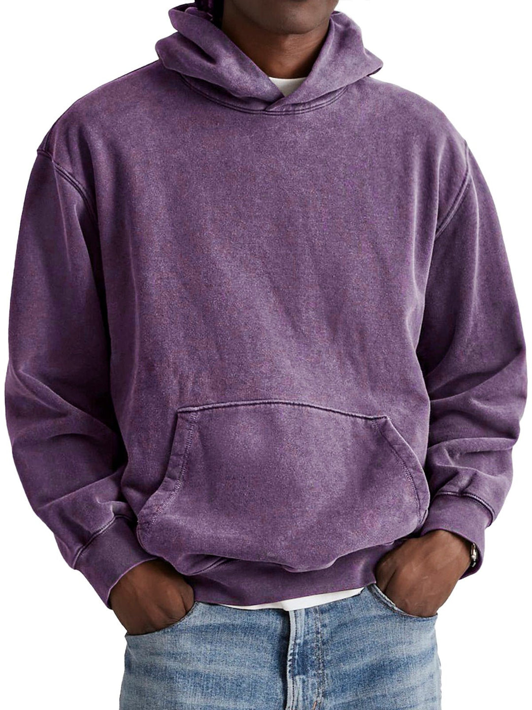 Lässiger Herren Hoodie im Streetwear-Stil; bequemer Kapuzenpullover mit Kängurutasche in Grau.