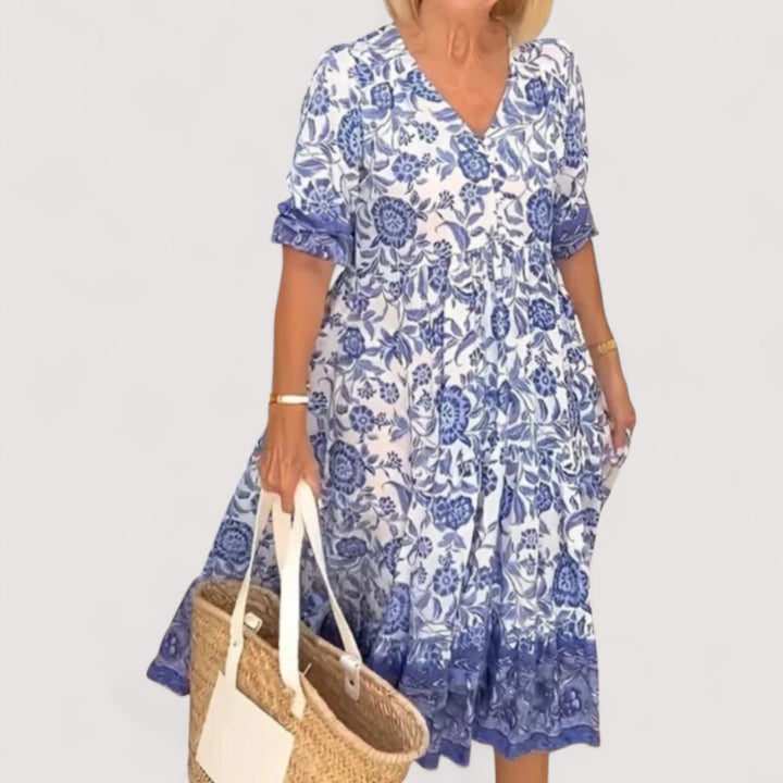 Elegantes Damen Sommerkleid, ideal als Reisekleid oder Urlaubskleid für Strandtage und warme Sommerabende.