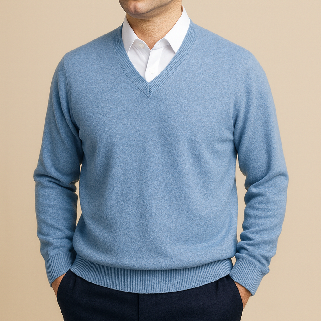 Eleganter Herren V-Ausschnitt Pullover, bequemes Strickoberteil für Business & Freizeitmode.