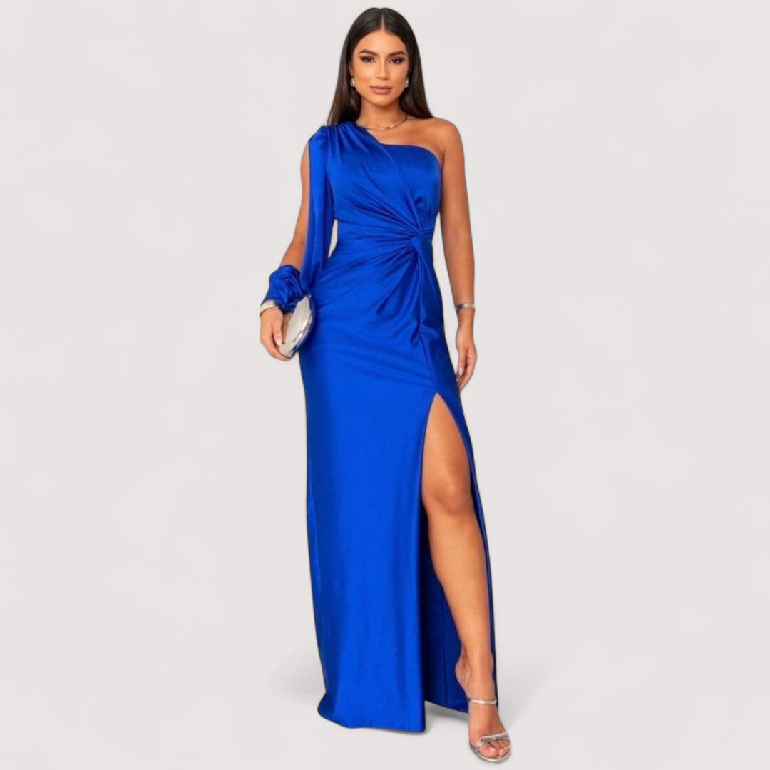 Schickes langes Abendkleid für Damen mit seitlichem Schlitz. Ideal für Gala, Ball oder festliche Gelegenheiten.
