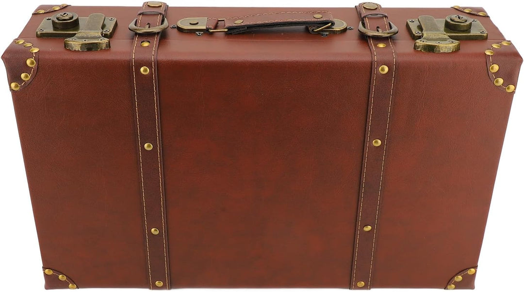 Authentischer brauner Vintage Leder Handgepäckkoffer mit Legierungsschloss, ideal für Reisen.
