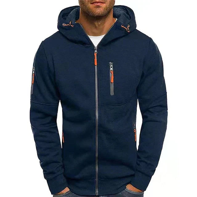 Warme Herren Strickjacke mit Reißverschluss. Perfekt für kältere Tage, bequem und modisch.