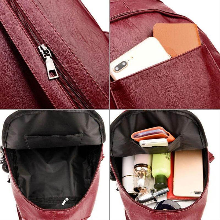 Damen Rucksack, Premium Schafsleder, wasserabweisend, mit intelligentem Diebstahlschutz.