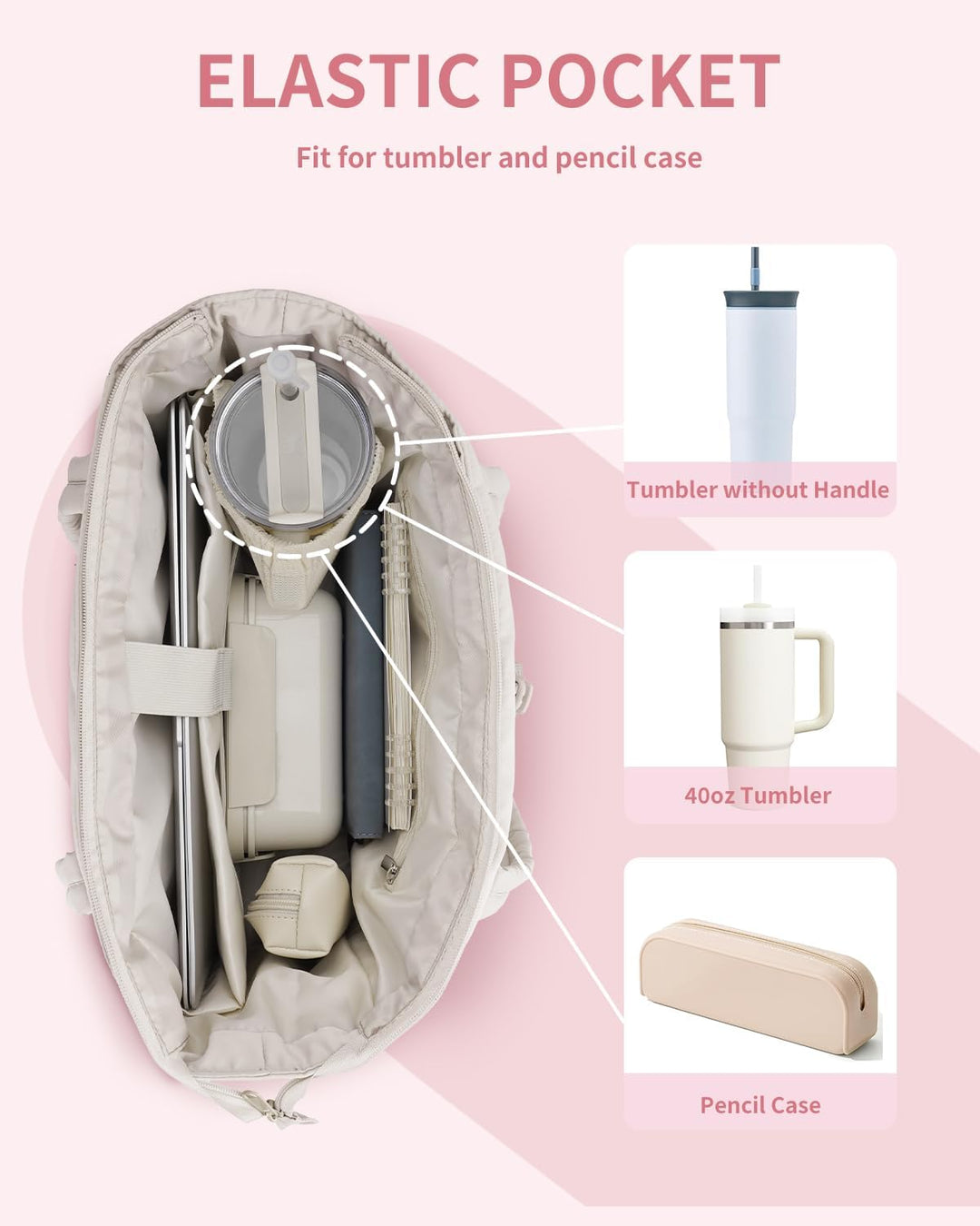 Gesteppte Damen Laptoptasche, modisch & funktional mit Becherhalter.