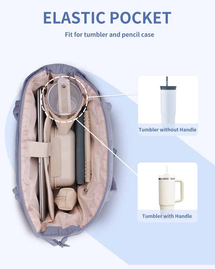 Smartes Design: Damen Puffer Tote mit integriertem Becher- & Laptopfach.