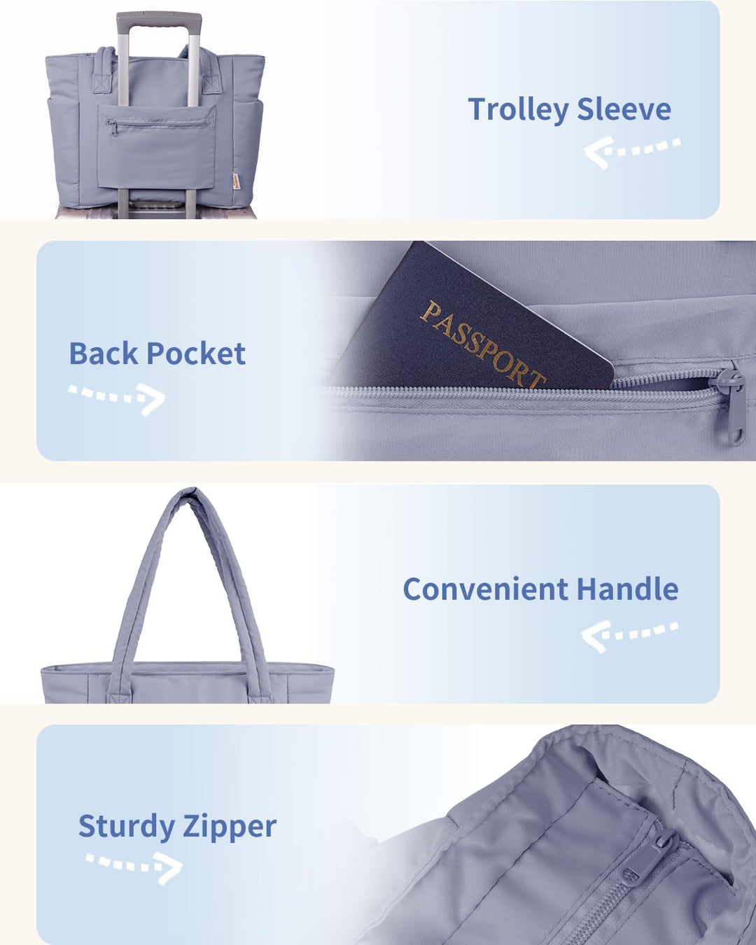 Stilvolle Puffer Tote mit Laptopfach, für den modernen Arbeitsalltag.