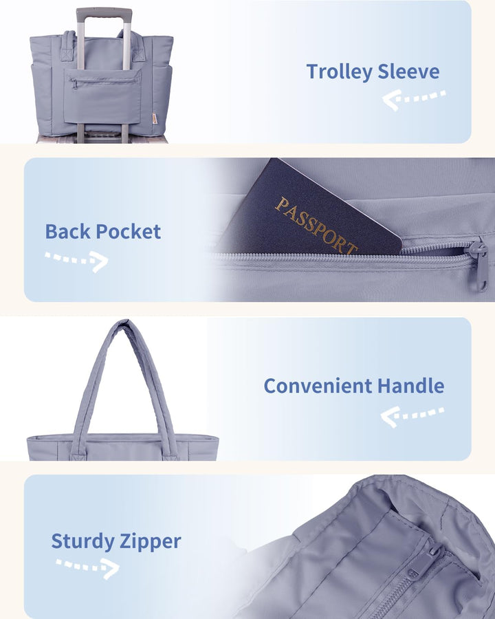 Stilvolle Puffer Tote mit Laptopfach, für den modernen Arbeitsalltag.