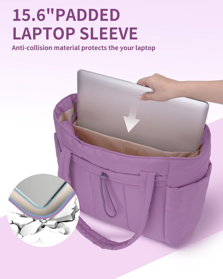 Vielseitige Arbeitstasche Damen, mit Laptopfach und Becherhalter.