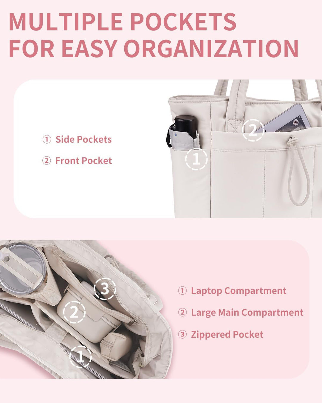 Geräumige Reisetasche mit Trolley-Sleeve und gepolstertem Laptopfach.