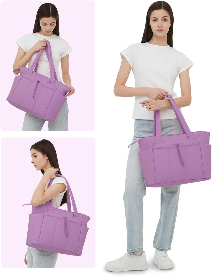 Puffer Tote Damen, ideal für Reisen & Arbeit, mit intelligenten Fächern.