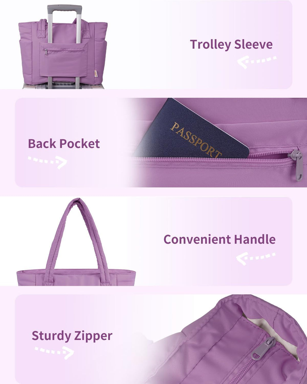Modische Schultertasche, gesteppt, mit sicherem Laptopfach.